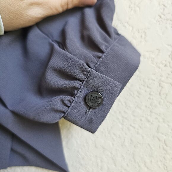 Michael Kors Gray Womens Pleated Blouse Size 4 Semi-sheer - Picture 4 of 6